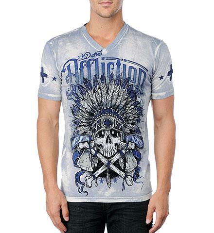 Футболка Affliction Tomahawk V-Neck Blue купить